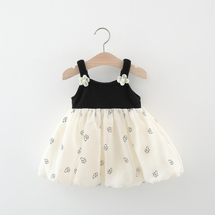 女宝宝夏季吊带连衣裙01-2-3-4岁女童，夏装婴儿拼接纯棉网纱公主裙