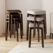 实木现代简约家用餐桌椅，创意椅子客厅轻奢加厚方凳宿舍可叠放板凳