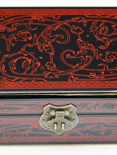 山西平遥推光漆器首饰盒木质复古中式木质实木化妆盒中国风带锁大