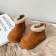 女童加绒加厚雪地靴宝宝学步鞋软底冬季简约复古儿童保暖棉靴