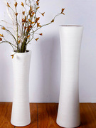 陶瓷落地大花瓶现代时尚，简约客厅摆件，干花中式创意白色插花花器