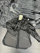 xd秋装女韩版系带蝴蝶结气质，黑色宽松皮衣衬衫，外套女装2024