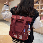 帆布包女单肩包日系简约大容量手提袋拎书袋，上课包学生(包学生)托特补习袋