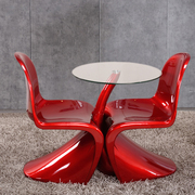 创意餐桌椅组合4人烤漆小户型，现代简约圆桌子休闲椅洽谈接待