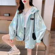 中长款外套女防晒衣夏装韩版宽松大码轻薄透气防晒服连帽拉链上衣
