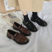 韩国ulzzang厚底小皮鞋复古圆头学院娃娃鞋，休闲chic单鞋女鞋