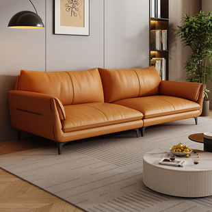 意式极简头层牛皮沙发，客厅简约现代轻奢小户型，直排组合真皮沙发