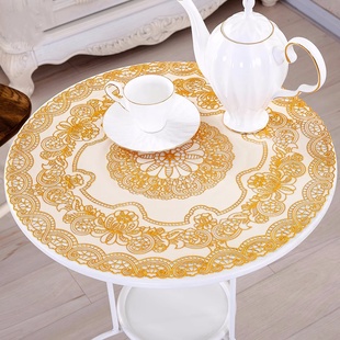 pvc隔热茶几餐垫烫金色西餐垫托盘碗垫花瓶，烟灰缸垫子圆形茶几垫