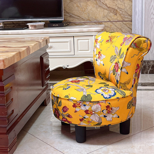 欧式矮凳家用实木靠背圆凳，客厅茶几凳下棋凳创意，儿童沙发凳布艺软
