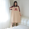 200斤加肥加大码草莓熊睡裙女胖MM夏季短袖长款针织全棉卡通睡衣