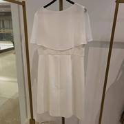 尔系列夏装白色雪纺拼西装料无袖连衣裙2623