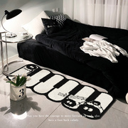 黑白煤球地毯仿羊绒卧室床边毯簇绒脚垫房间客厅茶几毯异形地垫家