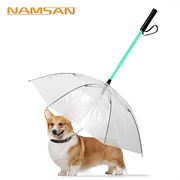 透明宠物雨伞狗狗用品创意，led七色变换中棒发光雨天遛狗牵引绳
