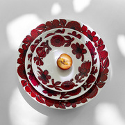 7折瑞典gustavsberg红色骨瓷，餐具盘子西餐餐盘牛排，盘家用菜盘精致