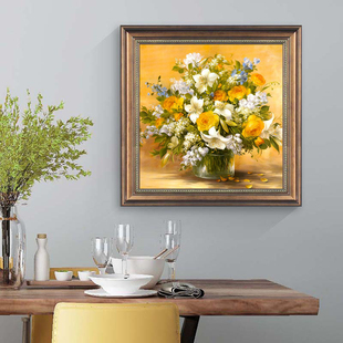 美式花卉墙面装饰画单幅挂画餐厅，壁画欧式走廊客厅背景墙艺术油画