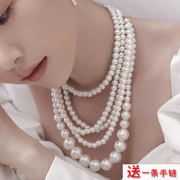 多层珍珠项链女士复古宫廷新娘婚纱韩版饰品旗袍装饰品锁骨链177