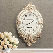欧式挂钟客厅时钟家用扫秒机芯壁钟创意雕花钟饰挂表卧室钟表静音
