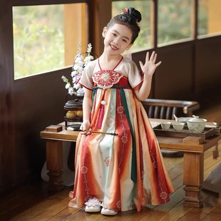 高端汉服女童夏季敦煌夏装儿童古装表演服小女孩中国风裙子超仙