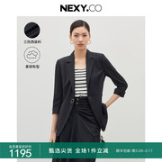 nexy.co奈蔻2023年秋季黑色时尚百搭通勤七分袖西装外套女