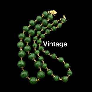 绿蛙皮老料子琉璃项链大珠小珠可选直径大珠20mm小珠15mm周长52cm