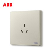 ABB开关插座面板家用86型墙壁电源三孔插座10A轩致银色AF203-CS