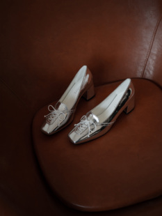 老果家2024原创设计小银鞋，蝴蝶结高跟银色，单鞋女方头优雅浅口