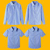 儿童纯棉千鸟格衬衫中小学生小格子，校服长袖男童女童蓝色长袖衬衣