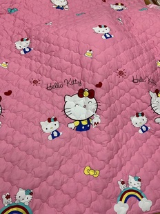 春秋全棉卡通夹棉绗缝空调被套 KT粉色猫头蝴蝶结小兔子 可订做