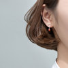 石榴石猫咪耳钉女纯银，气质韩国简约个性耳环，设计感小耳坠百搭耳饰