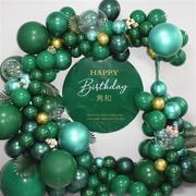 双层墨绿色主题圆形乳胶气球，链店铺周年，装饰开业派对户外汽球布置