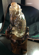 钛晶景石摆件石头原石大师雕刻老矿天然水晶摆件巴西钛发晶雕刻件