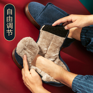 秋冬中老年人专用棉拖鞋男女，加绒高包跟保暖牛筋厚底防滑居家棉鞋