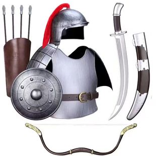 大元朝儿童蒙古骑兵塑料盔甲道具可穿真人玩具弓箭帝国时代