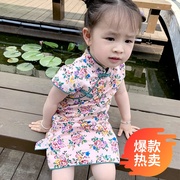 2023夏季女童碎花旗袍裙儿童，中国风洋气裙子，小童纯棉连衣裙薄
