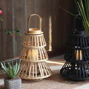 复古日式天然原木色风灯烛台家用侘寂风软装创意装饰摆件拍摄道具
