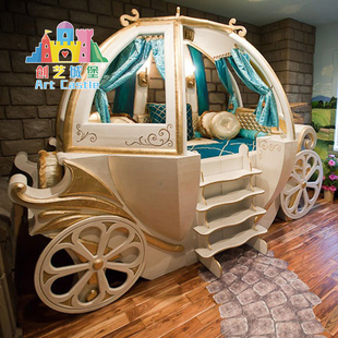 创意儿童家具定制实木儿童床女孩床公主床南瓜床马车床双人汽车床