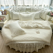 韩式春夏圆床床裙四件套，蕾丝公主圆形，床笠加厚夹棉床罩床品2