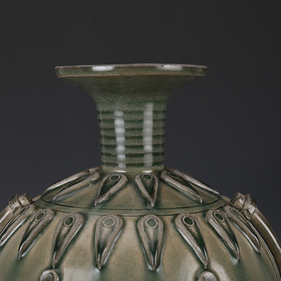 宋耀州窑青釉盘口瓶 仿古瓷器古董古玩老货收藏品陶瓷花瓶摆件