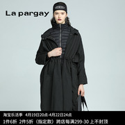 lapargay纳帕佳2023秋冬女装，黑白色中长款羽绒服，大衣外套上衣
