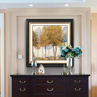 现代美式客厅装饰画简约挂画沙发背景墙三联画平安发财树欧式壁画