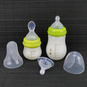 新生儿奶瓶套装80ml+160ml宽口径晶钻玻璃带勺子，初生宝宝防呛奶嘴