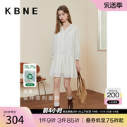 白色连衣裙女V领显瘦kbne2024春季流行漂亮高端精致气质裙子