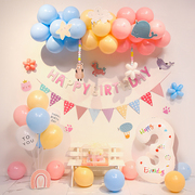 ins生日装饰场景布置女孩2周岁宝宝数字气球男孩3儿童派对背景墙