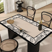 现代皮革餐桌垫轻奢高级感防水防油防烫桌布，方形桌面保护垫免洗