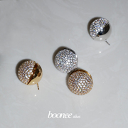 Boonee alus原创两戴式小众设计感耳钉轻奢微镶满钻金属圆球耳环