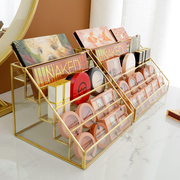 金边玻璃粉饼收纳盒，眼影盘展示架化妆品，腮红口红梳妆台桌面整理盒