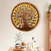 泰国工艺品实木雕花板菩提树玄关挂件客厅走廊家居装饰品壁饰壁挂