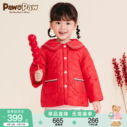 PawinPaw卡通小熊童装春季女宝宝儿童翻领棉服保暖舒适拜年服