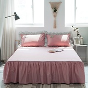 1.8m1.5全棉床罩床裙式单件纯色简约床套防滑防尘罩米床单裙k