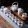 送竹托盘景德镇陶瓷，功夫茶具套装家用提梁茶壶，茶杯整套高档